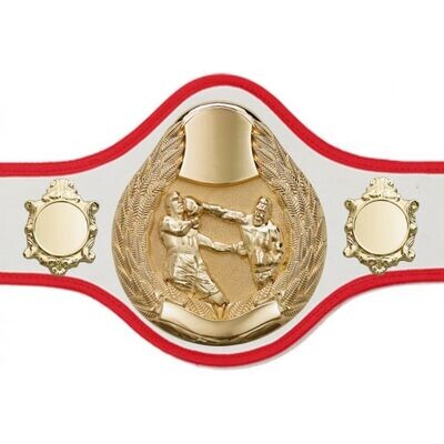 Boxing Championship Belt Pro White with Red Trim