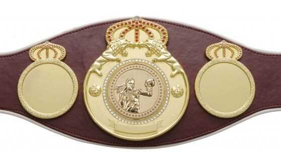 Female Boxing Championship Belt Pro Lion  Burgundy With White Trim
