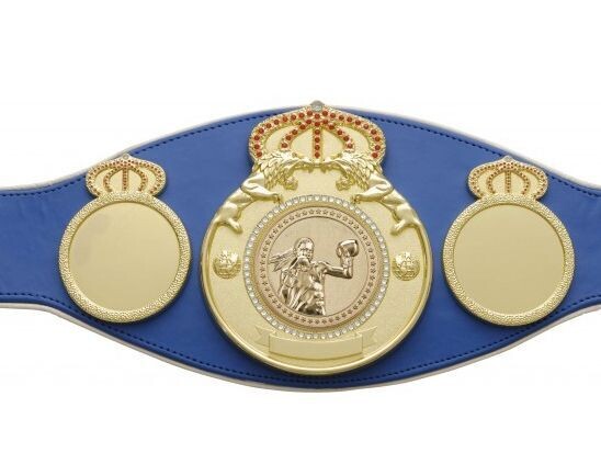 Female Boxing Championship Belt Pro Lion   Blue With White Trim
