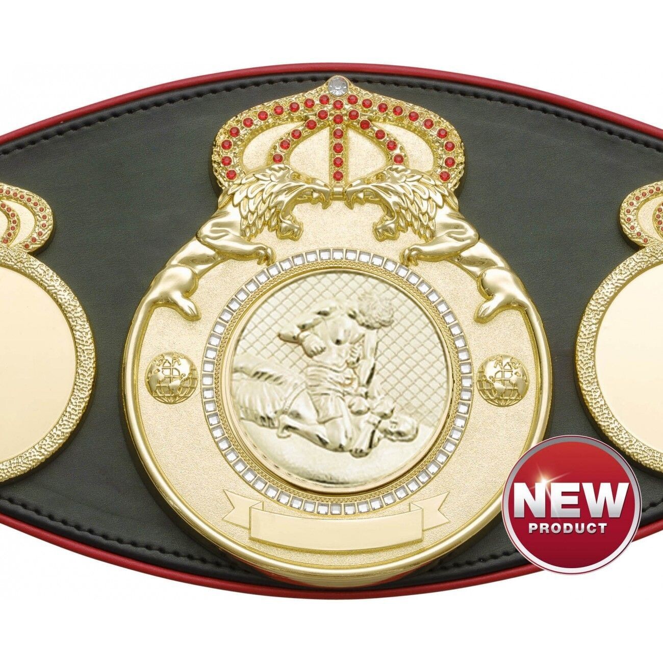 MMA Championship Belt Pro Lion Black With Red Trim