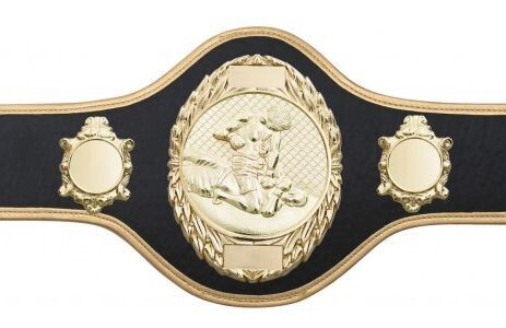 Boxing Championship Belt Black with Gold Trim FULLY ENGRAVED (Printed side Logos FREE)