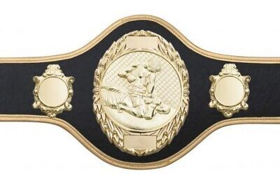 Boxing Championship Belt Black with Gold Trim FULLY ENGRAVED (Printed side Logos FREE)