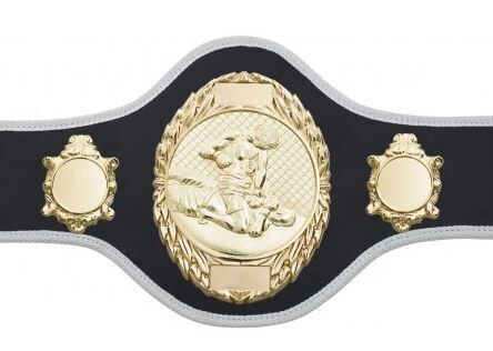 Boxing Championship Belt Black with White Trim FULLY ENGRAVED (Printed side Logos FREE)