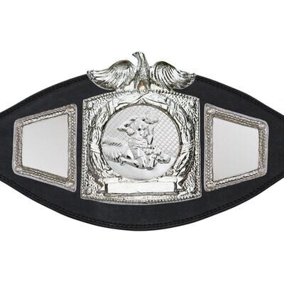 MMA Championship Belt Silver Black with Eagle