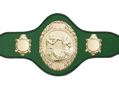 Boxing Championship Belt Green with Gold Plate FULLY ENGRAVED (Printed side Logos FREE)