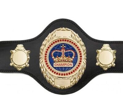 Boxing Championship Belt Black with Red Gem FULLY ENGRAVED (Printed side Logos FREE)