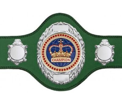 Boxing Championship Belt Green with Red Gem FULLY ENGRAVED (Printed side Logos FREE)
