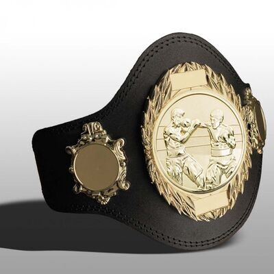 Boxing Championship Belt Black with Gold Plate FULLY ENGRAVED (Printed side Logos FREE)