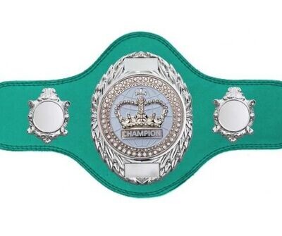 Boxing Championship Belt Green with White Gem FULLY ENGRAVED (Printed side Logos FREE)