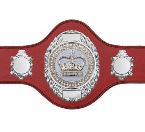 Boxing Championship Belt Red with White Gem FULLY ENGRAVED (Printed side Logos FREE)