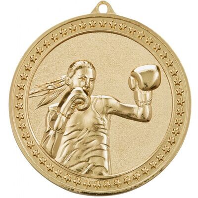 Gold Female 70mm Boxing Medal