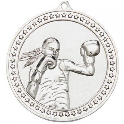Silver Female 70mm Boxing Medal
