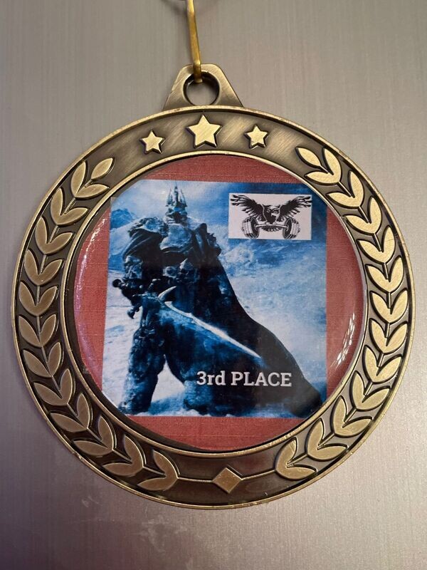 Custom Made Heavy Metal 70mm Gold Medal with Your Logo & Gold Sparkle Ribbon