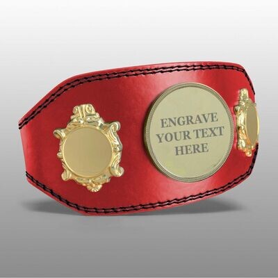 Engraved Title Boxing Belt in Red with Gold Plate