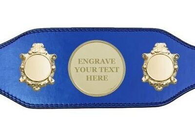 Engraved Title Boxing Belt in Blue with Gold Plate