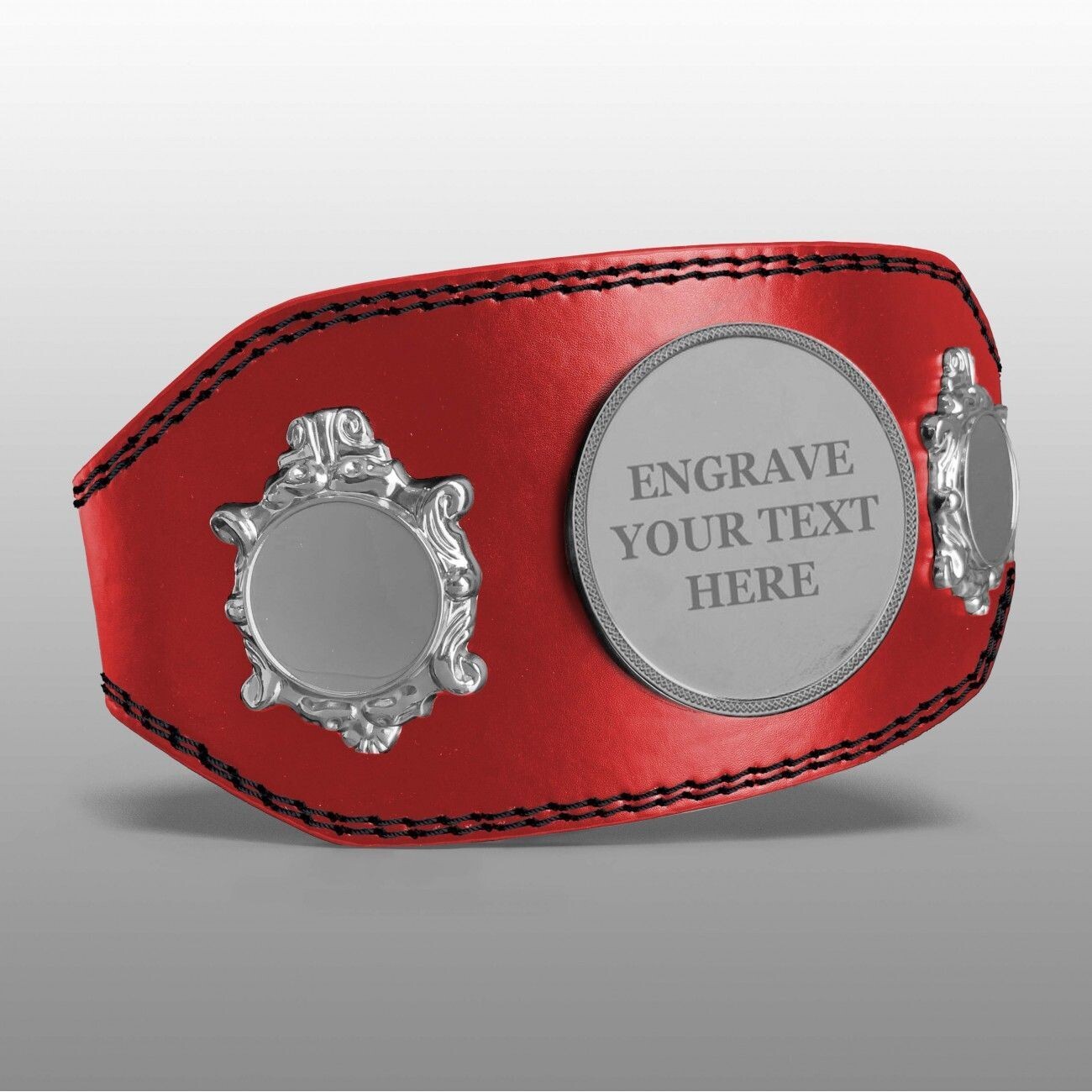 Engraved Title Boxing Belt in Red with Silver Plate