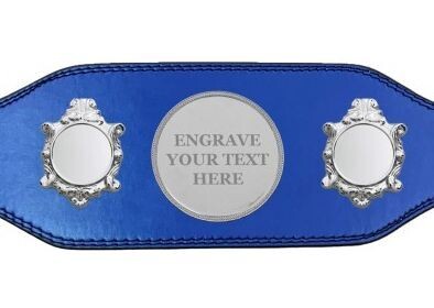 Engraved Title Boxing Belt in Blue with Silver Plate