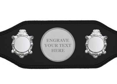 Engraved Title Boxing Belt in Black with Silver Plate