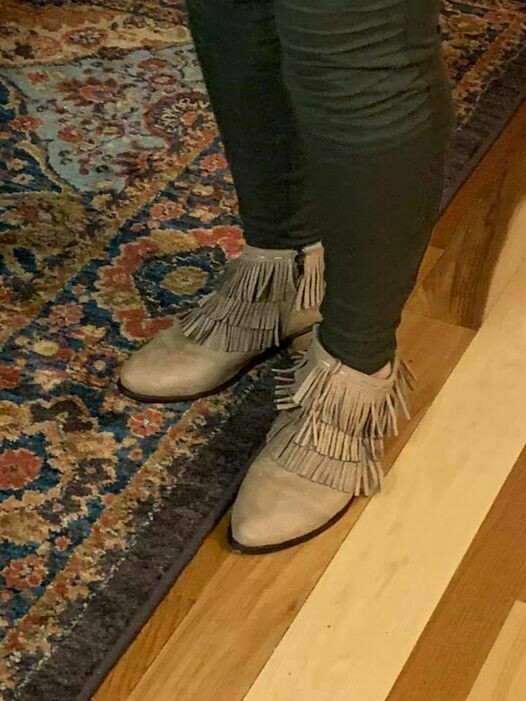 Tan Fringe Booties