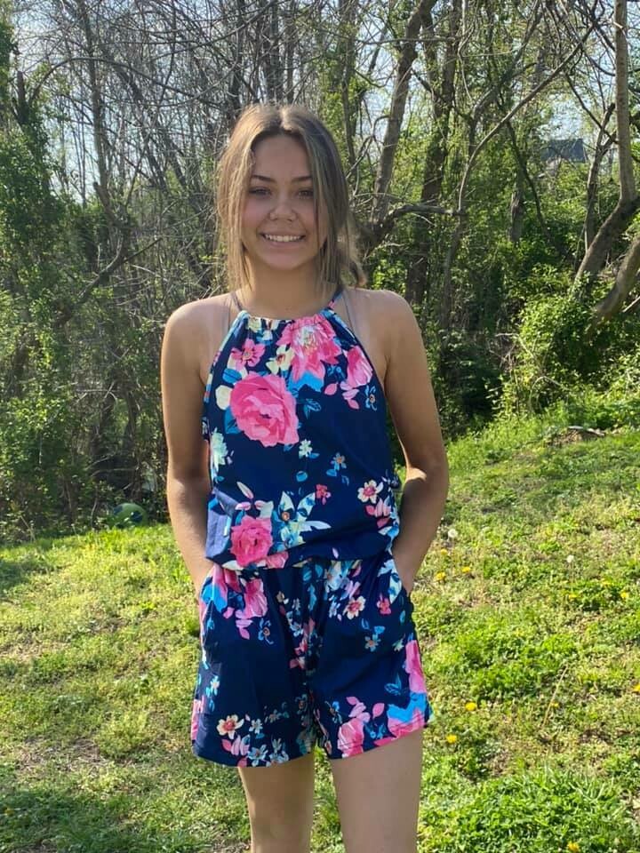 Blue Floral Romper