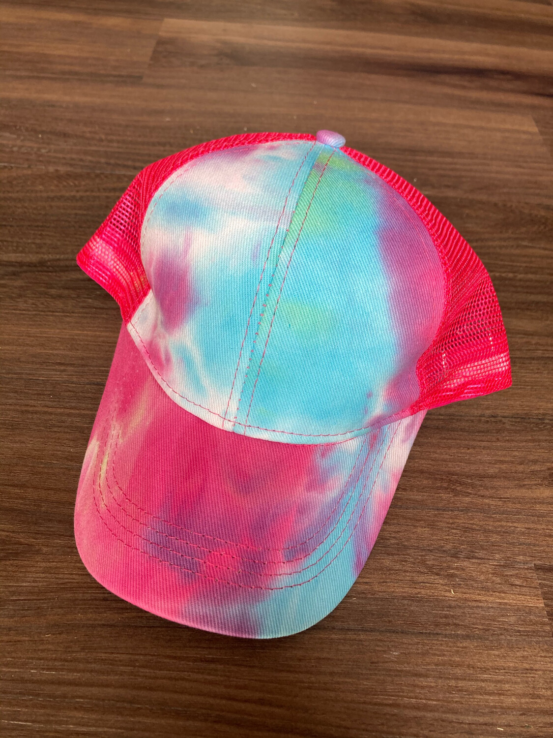 Pink Tie Dye Ponytail Ballcap