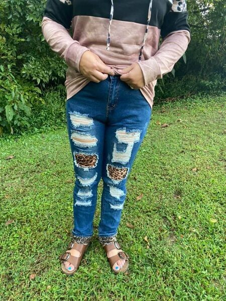 Leopard Patch Skinny Jeans