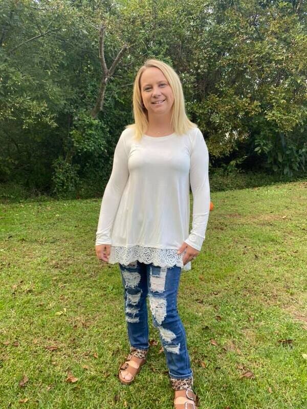 Ivory Lace Bottom Long Sleeve