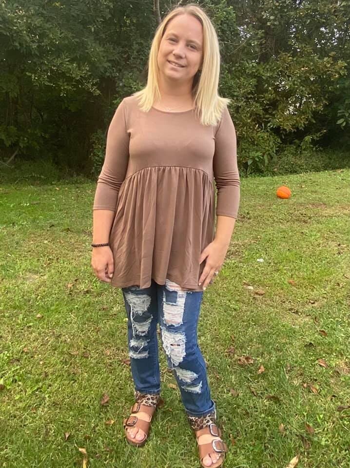 Brown Ruffle Half Sleeve