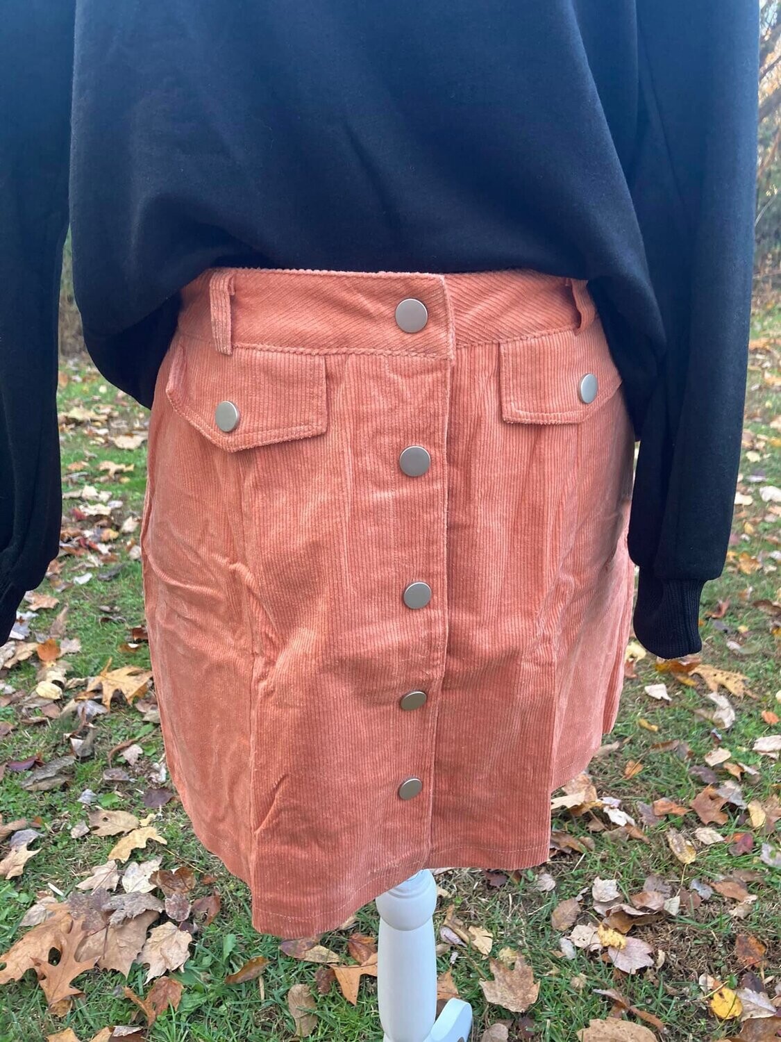Apricot Corduroy Mini Skirt