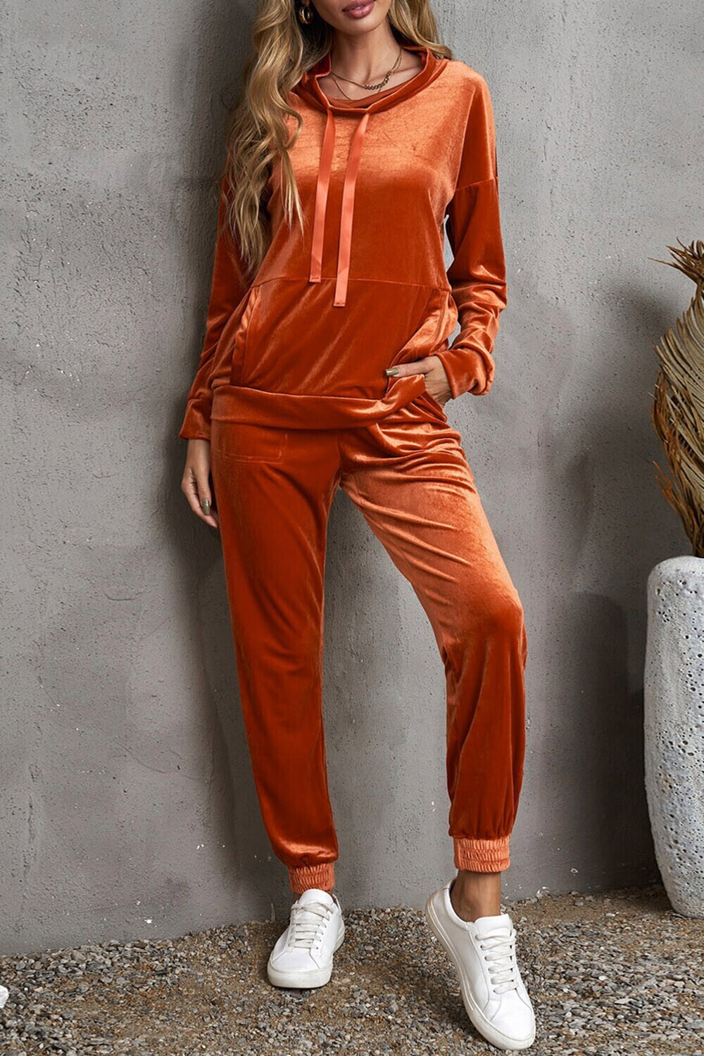 Orange Velvet Lounge Set