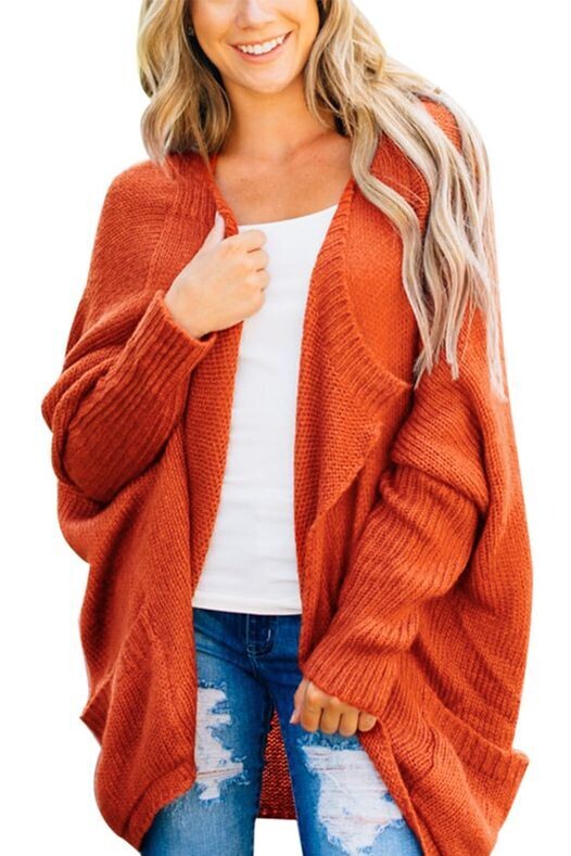 Brick Orange Batwing Sweater