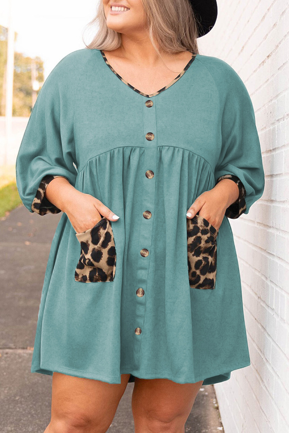 Teal/Leopard Plus Dress
