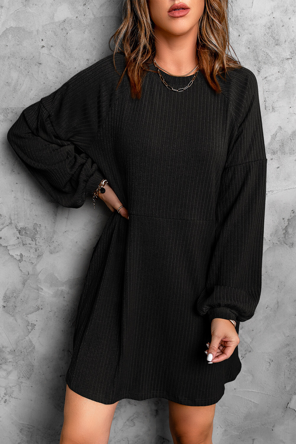 Black Ribbed Dress