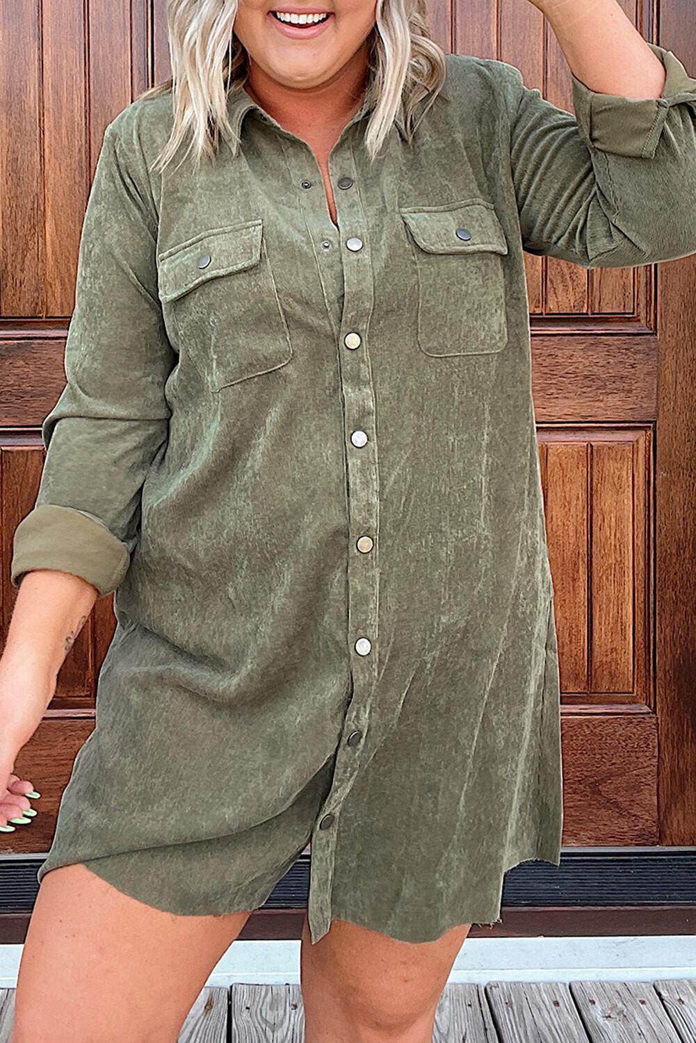 Olive Cord Dress/Shacket