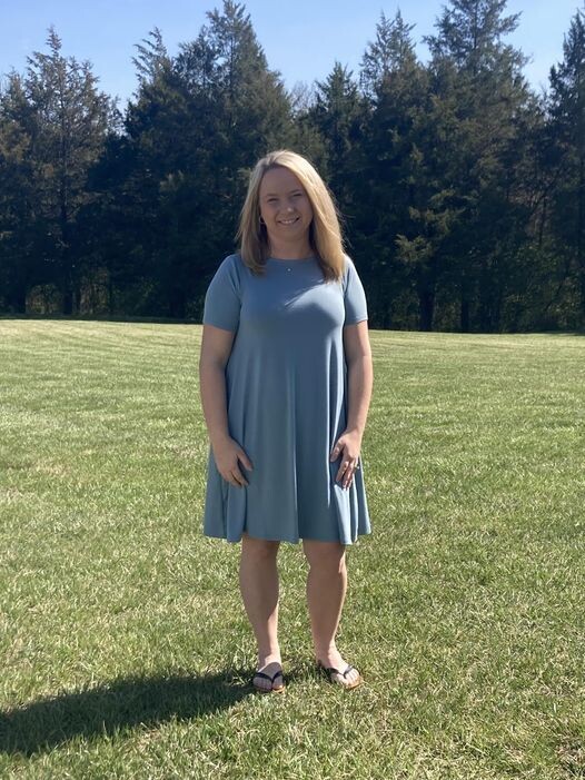 Dusty Blue Tee Dress with Pockets