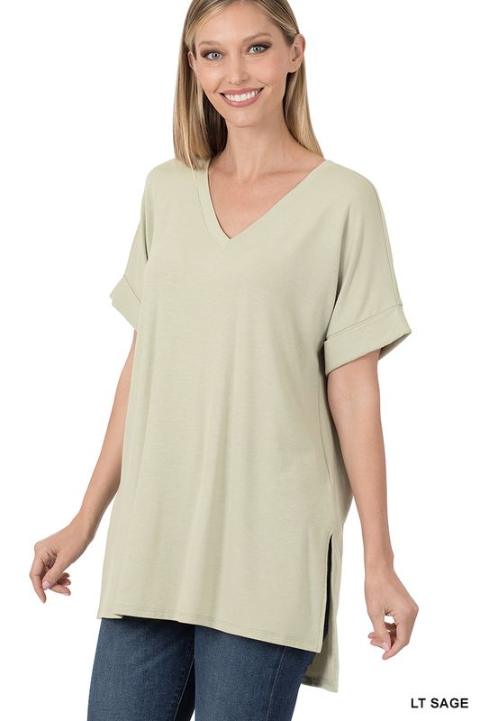 Light Sage V-Neck Tee