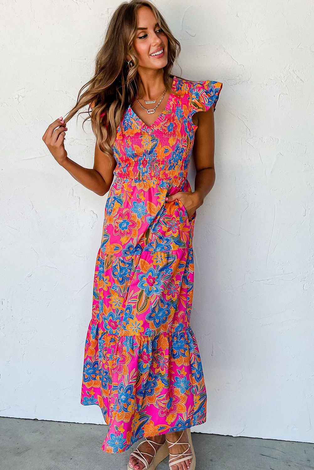 Pink Floral Maxi Dress