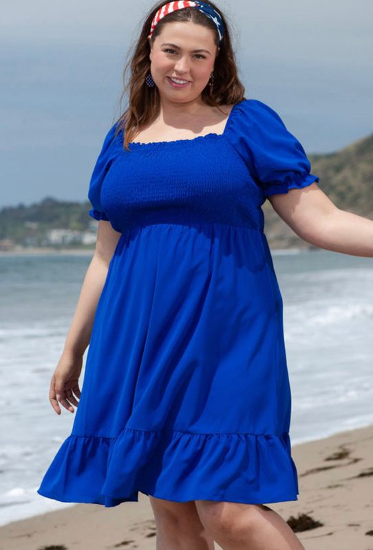 Royal Blue Smocked Plus Size Dress