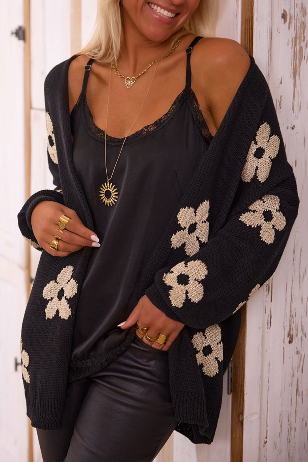 Black Floral Cardigan