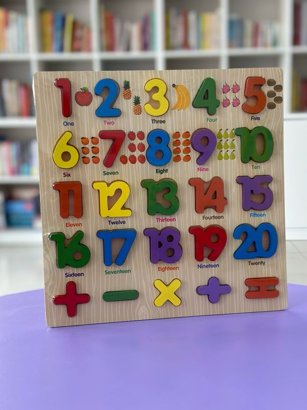 Números en madera - Inglés