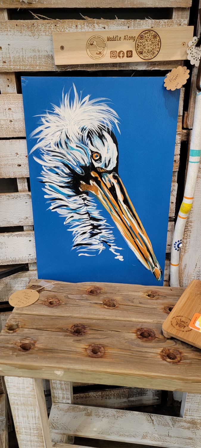 Crane on wood