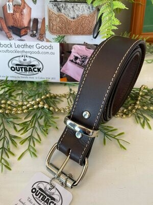 Dark Brown Belt With Roller Buckle 44" - 49" waist