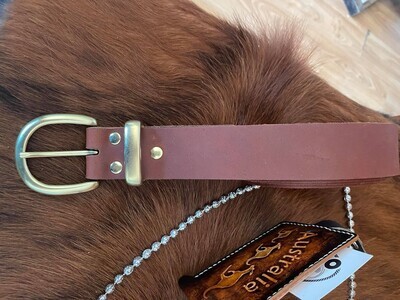 Brown Belt with brass hardware 00" - 47" waist