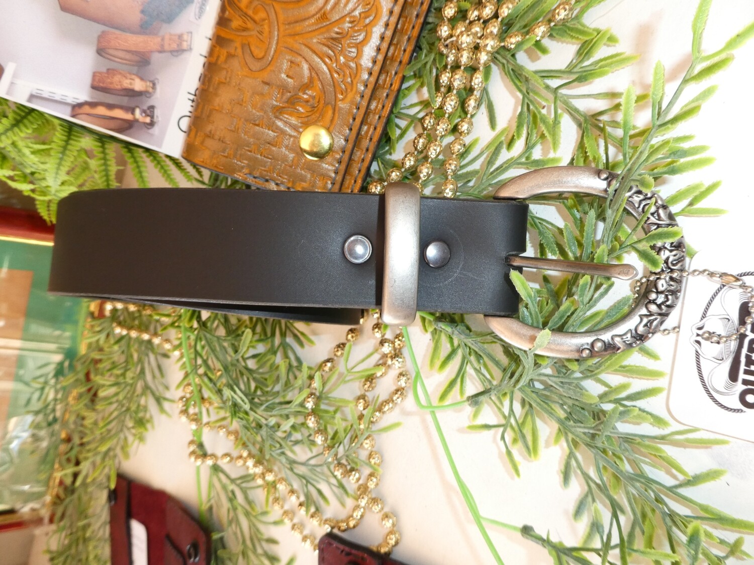 Saddler's Premium Dark Brown Polished Natural English bridle leather Belt with a Stainless Steel Buckle Set