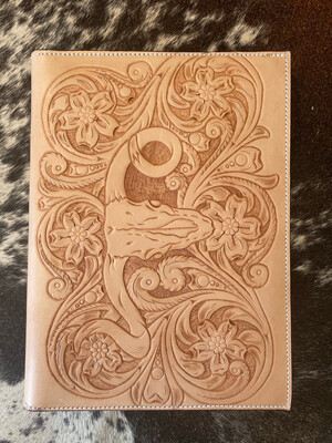 A4 Hand-carved Floral And Skull Journal Cover