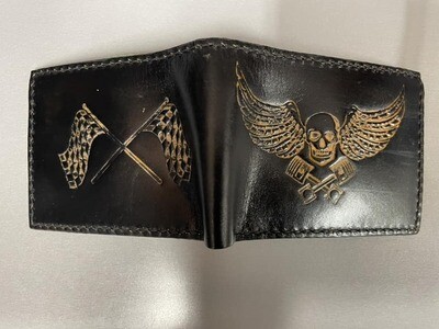 Skull Wings Genuine Leather Hand Carved Wallet
