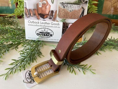 Dark Tan Crazy Horse Belt with Solid Brass Buckle Set