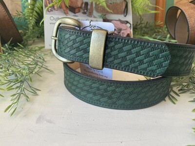 Green basket weave belt