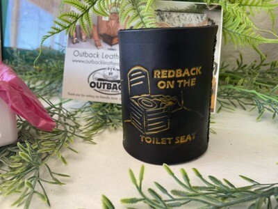 Red back On the Toilet Seat Stubby Holder