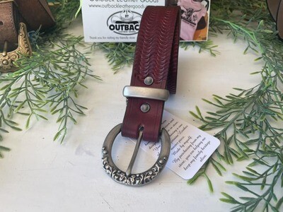 Hand Stamped Mahogany 38mm Belt
